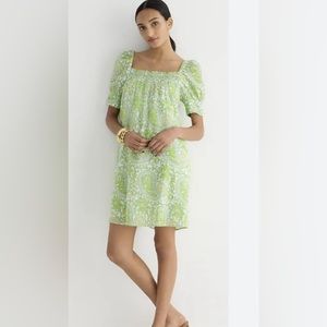 J. Crew Green and White Mini Dress